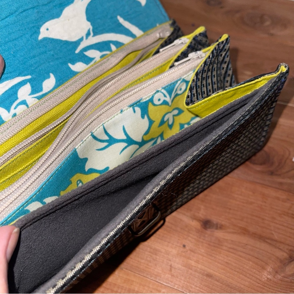 New Handmade Cotton Clutch Wristlet Bag Lots of CC Slip Pockets, Phone Money - Picture 10 of 12